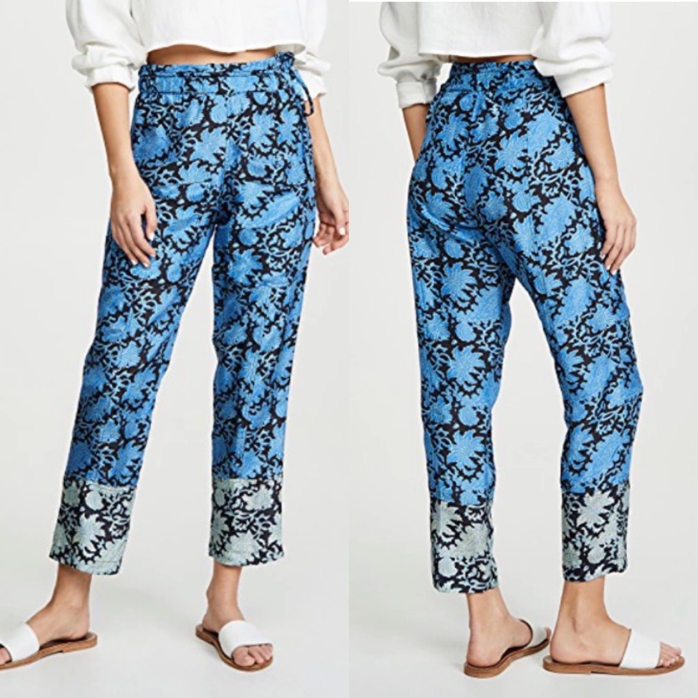 Apiece Apart Blue and Black Printed Cropped Pants